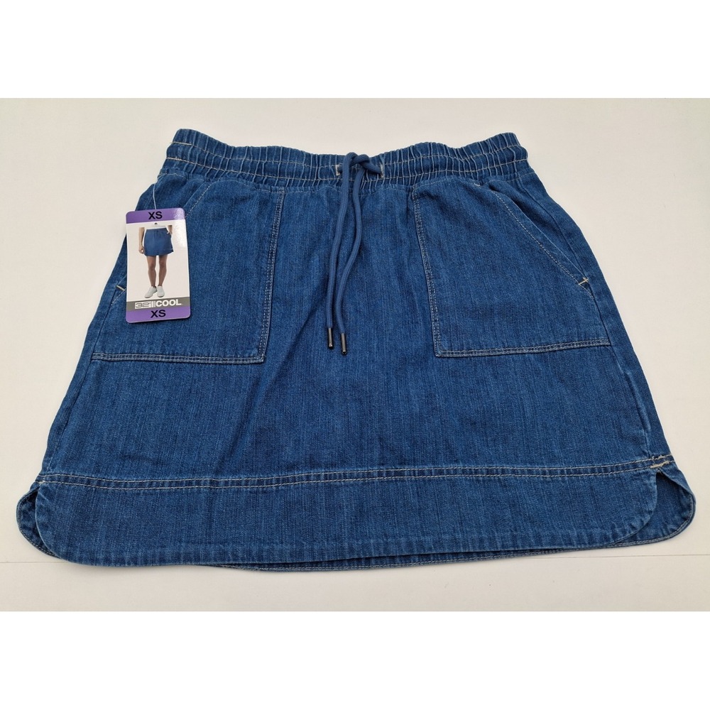 32 Degrees Cool Women's Drawstring Elastic Waist Skort, Dark Blue, Size: XS, New